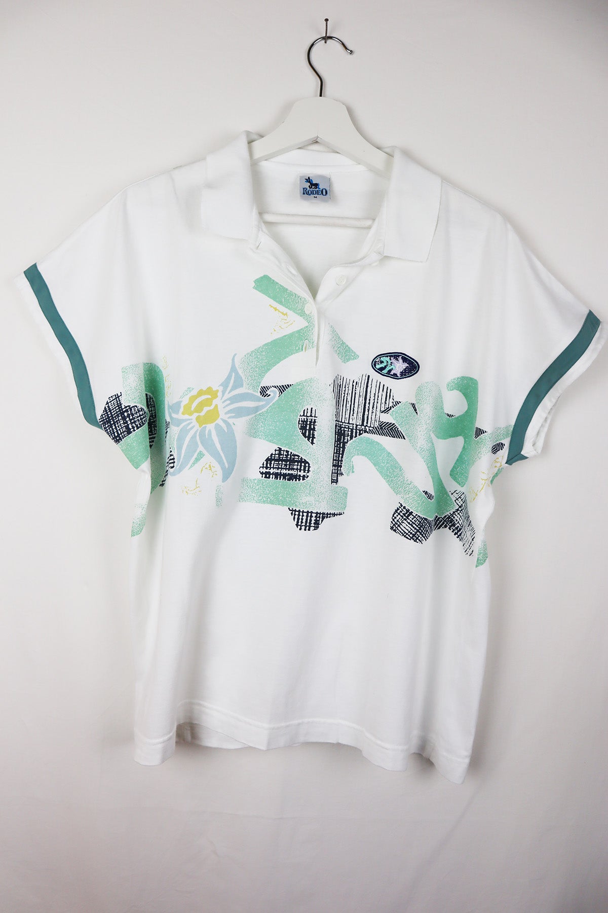 Tennis Poloshirt Vintage Blume ( Gr. M/L )