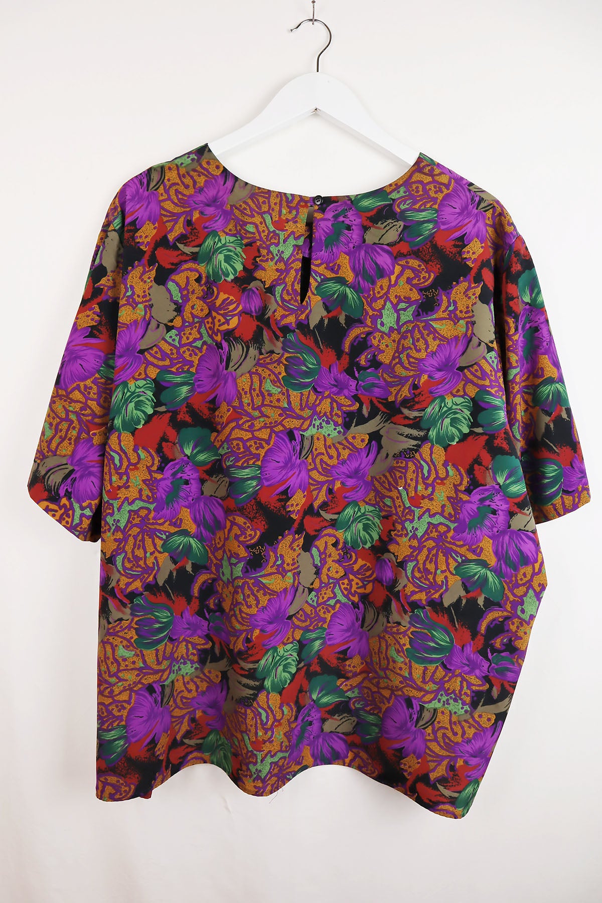 Bluse Vintage Lila Blumen ( Gr. XL/XXL )