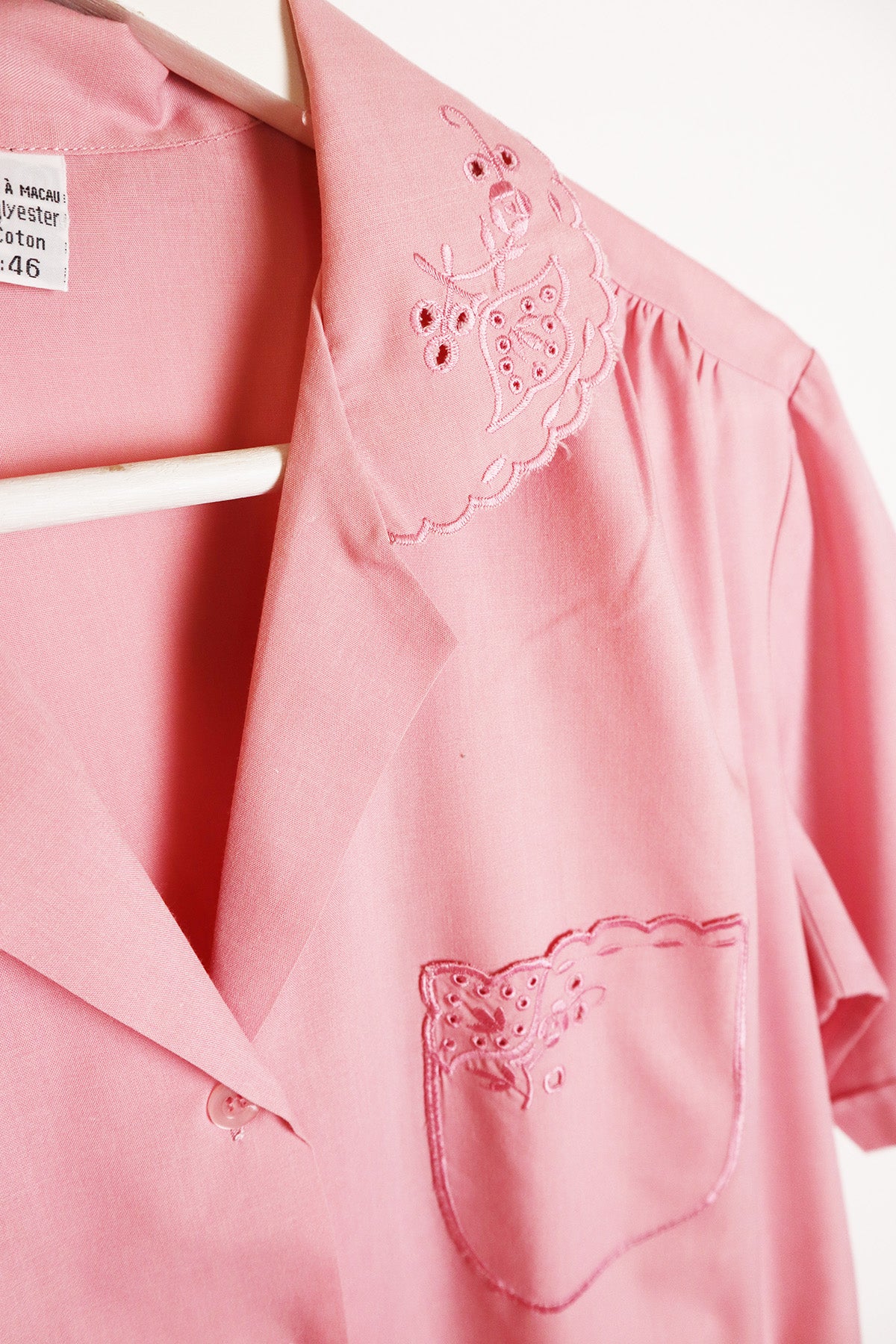 Bluse Vintage Rosa Kragen Bogenkante ( Gr. M-XL )