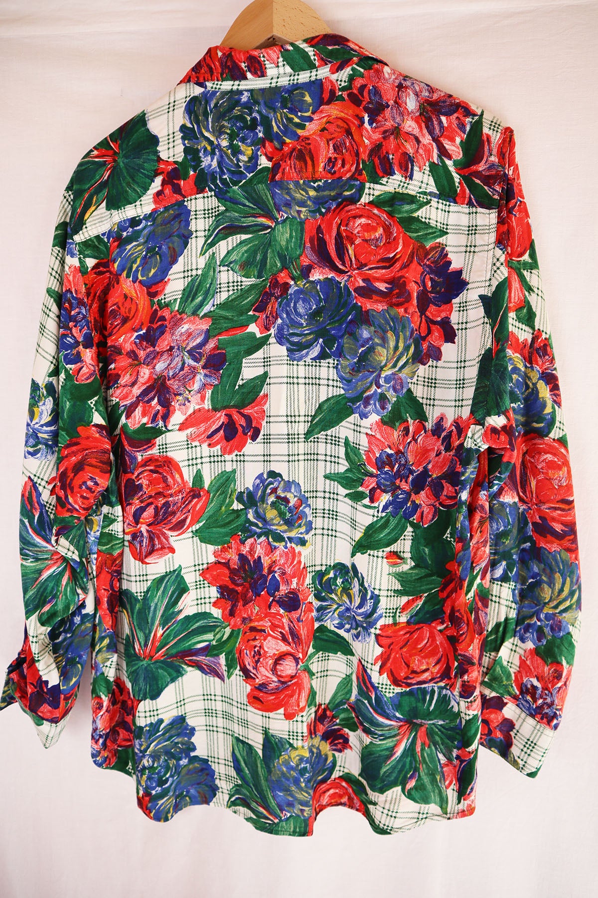 Check And Flowers Vintage Blouse