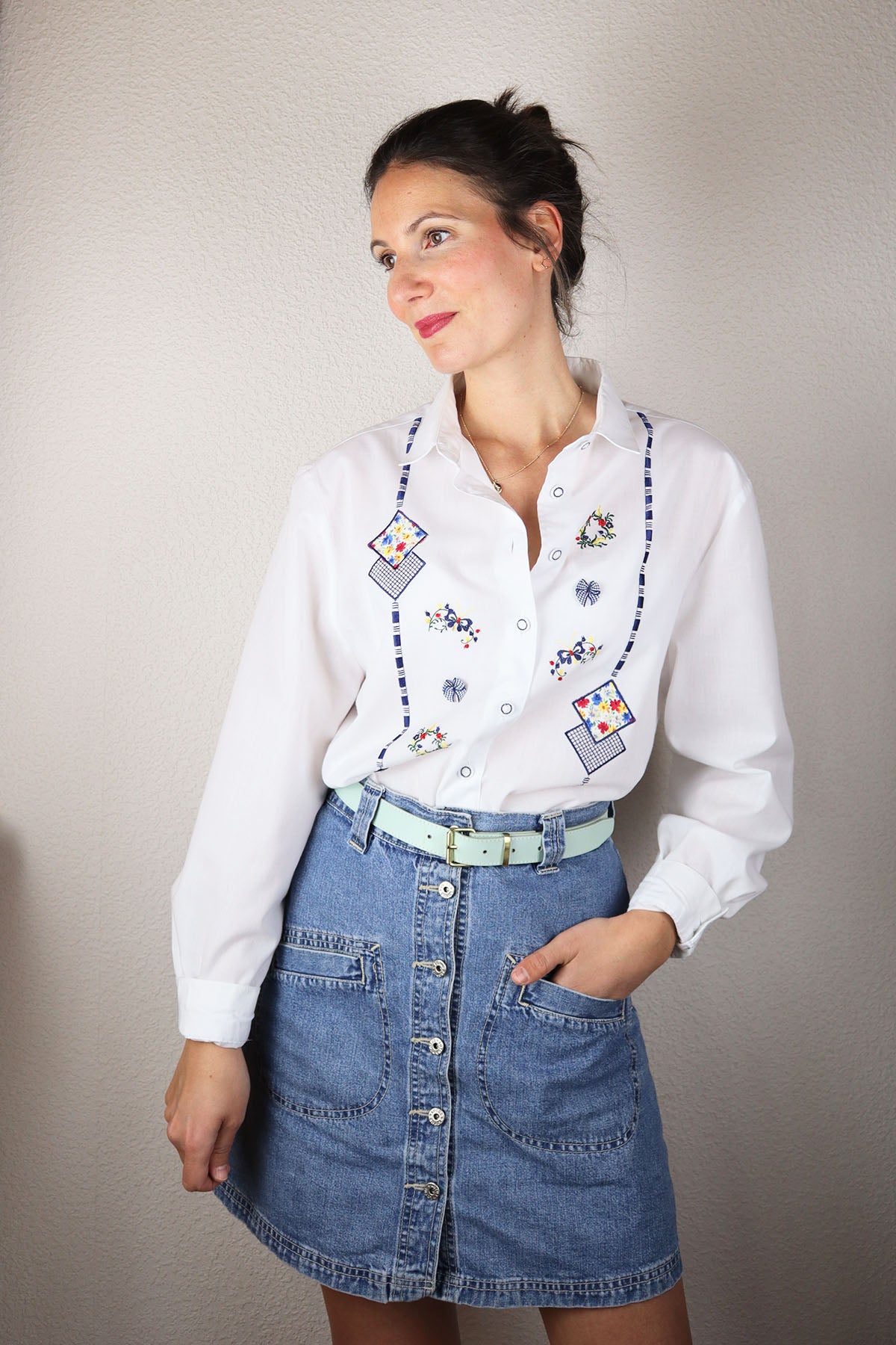 Vintage Folk Blouse With Embroidery
