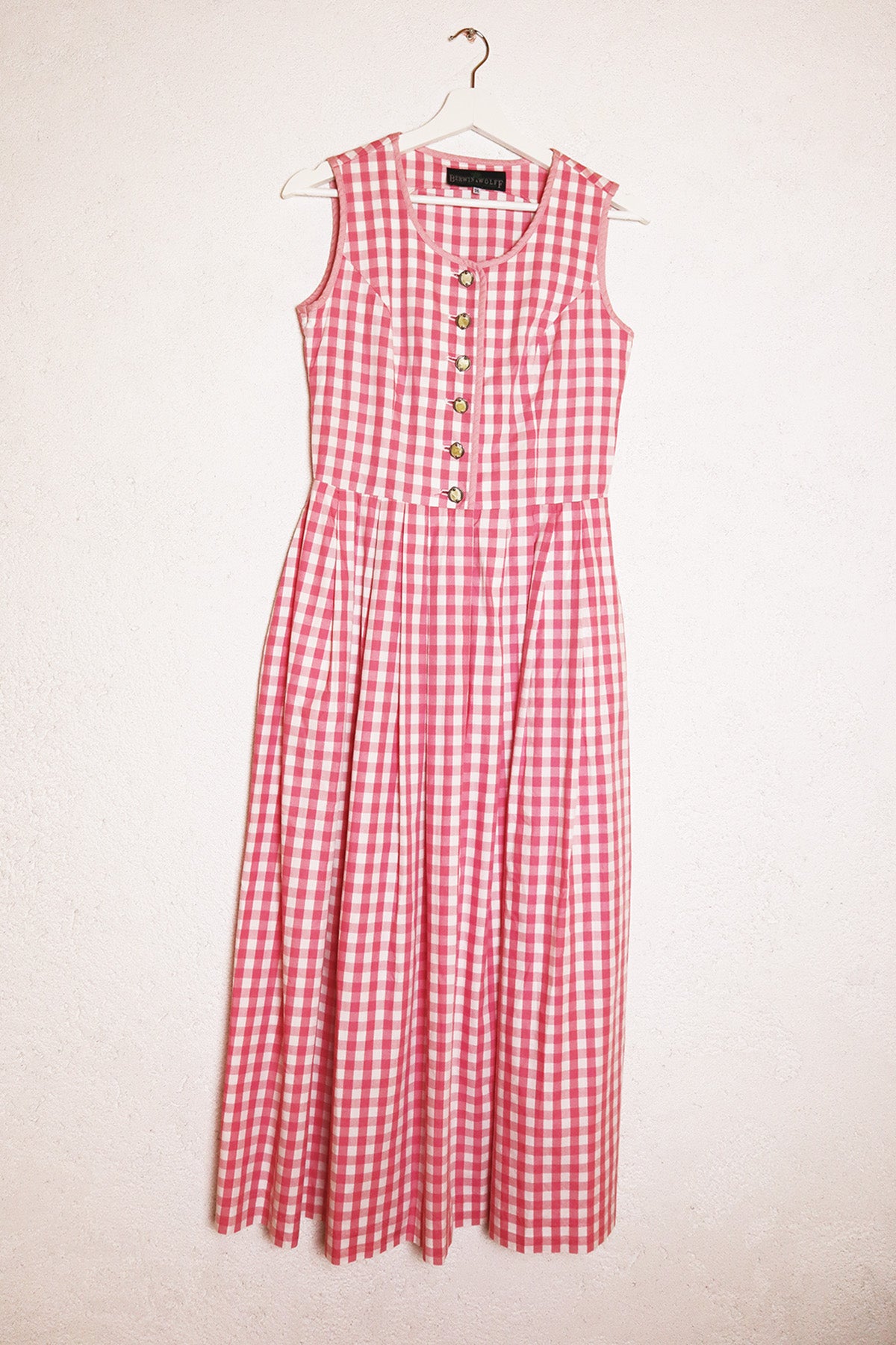Kleid Vintage Karo Rosa ( Gr. S )