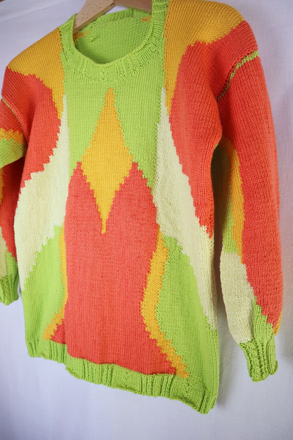 Handmade Colorful Geo Vintage Pullover