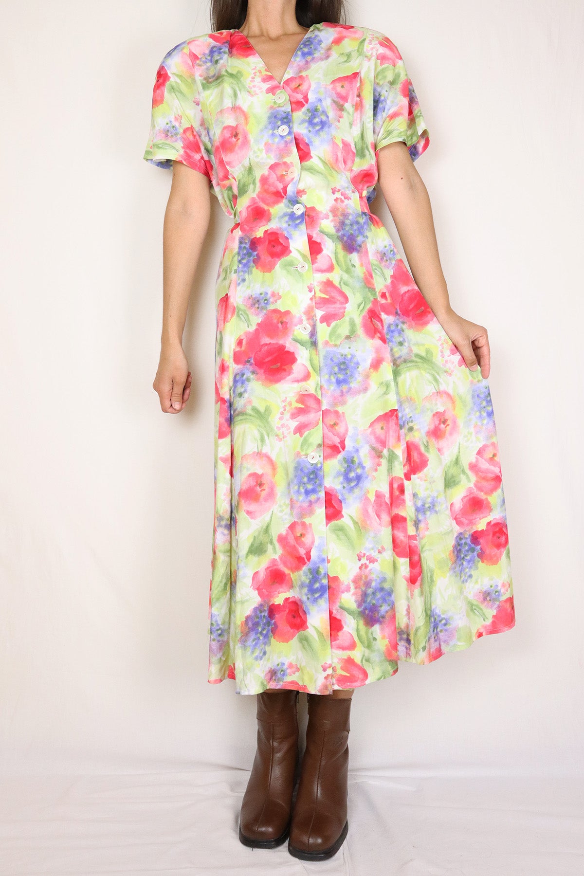 Kleid Vintage Blumen Aquarell ( Gr. M-XL )