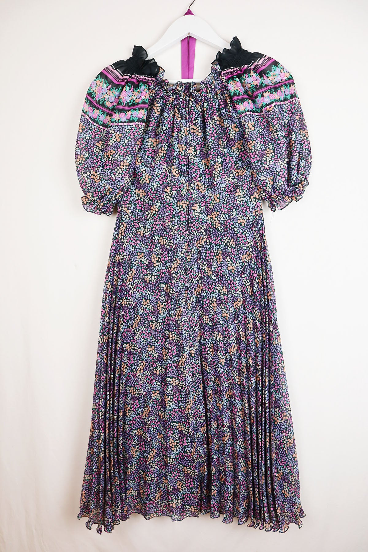 Kleid Vintage Blumen Carmen-Ausschnitt ( Gr. XS/S )