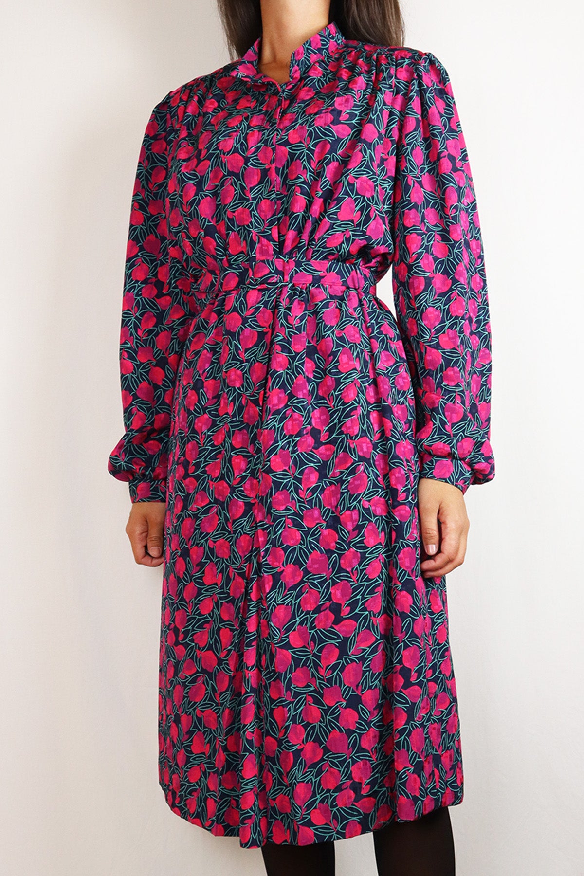 Kleid Vintage Blumen Pink ( Gr. S/M )