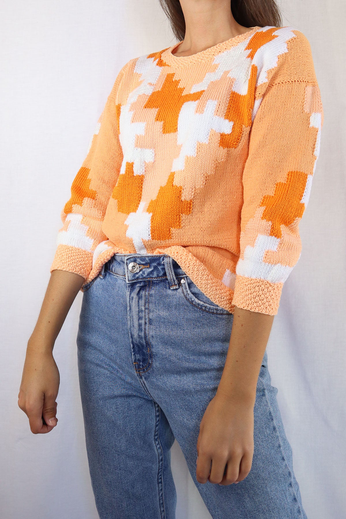 Handmade Tetris Pattern Vintage Pullover