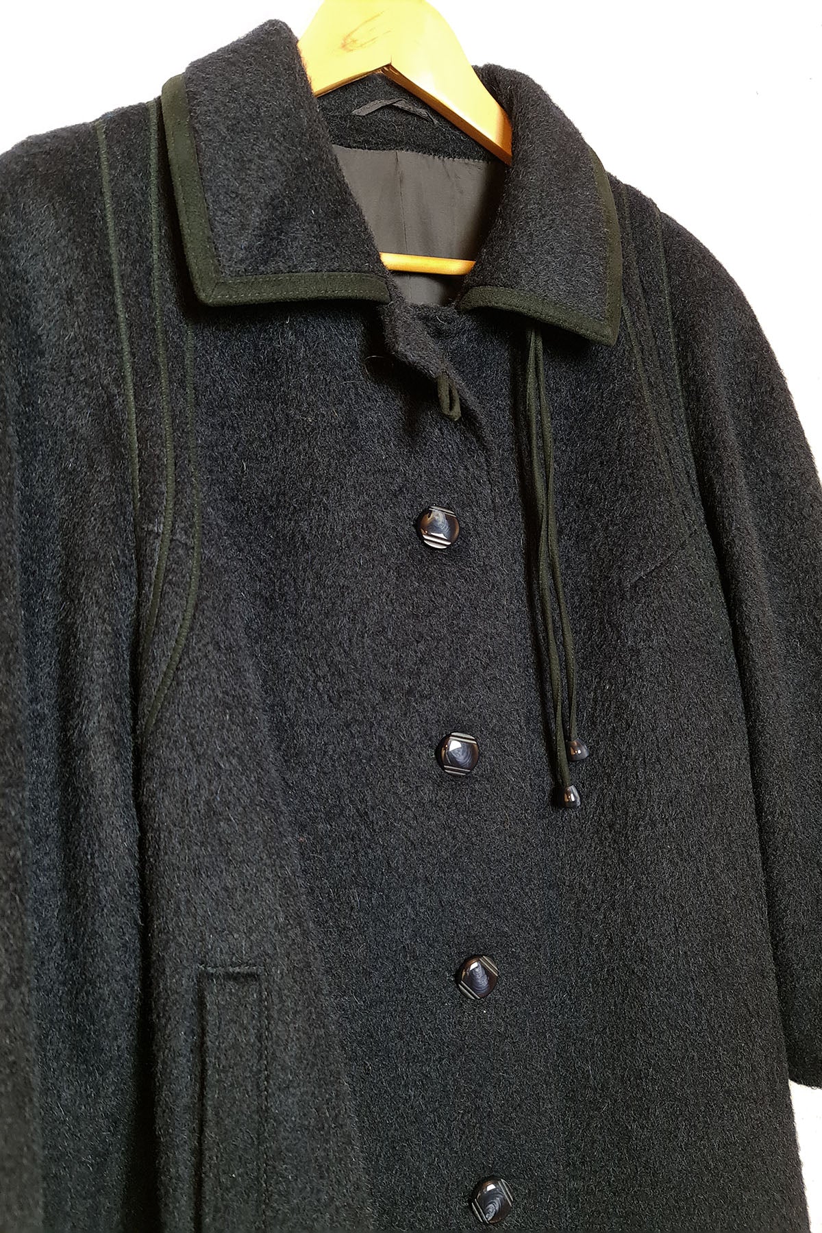 Vintage Wool Coat With Leather Accents