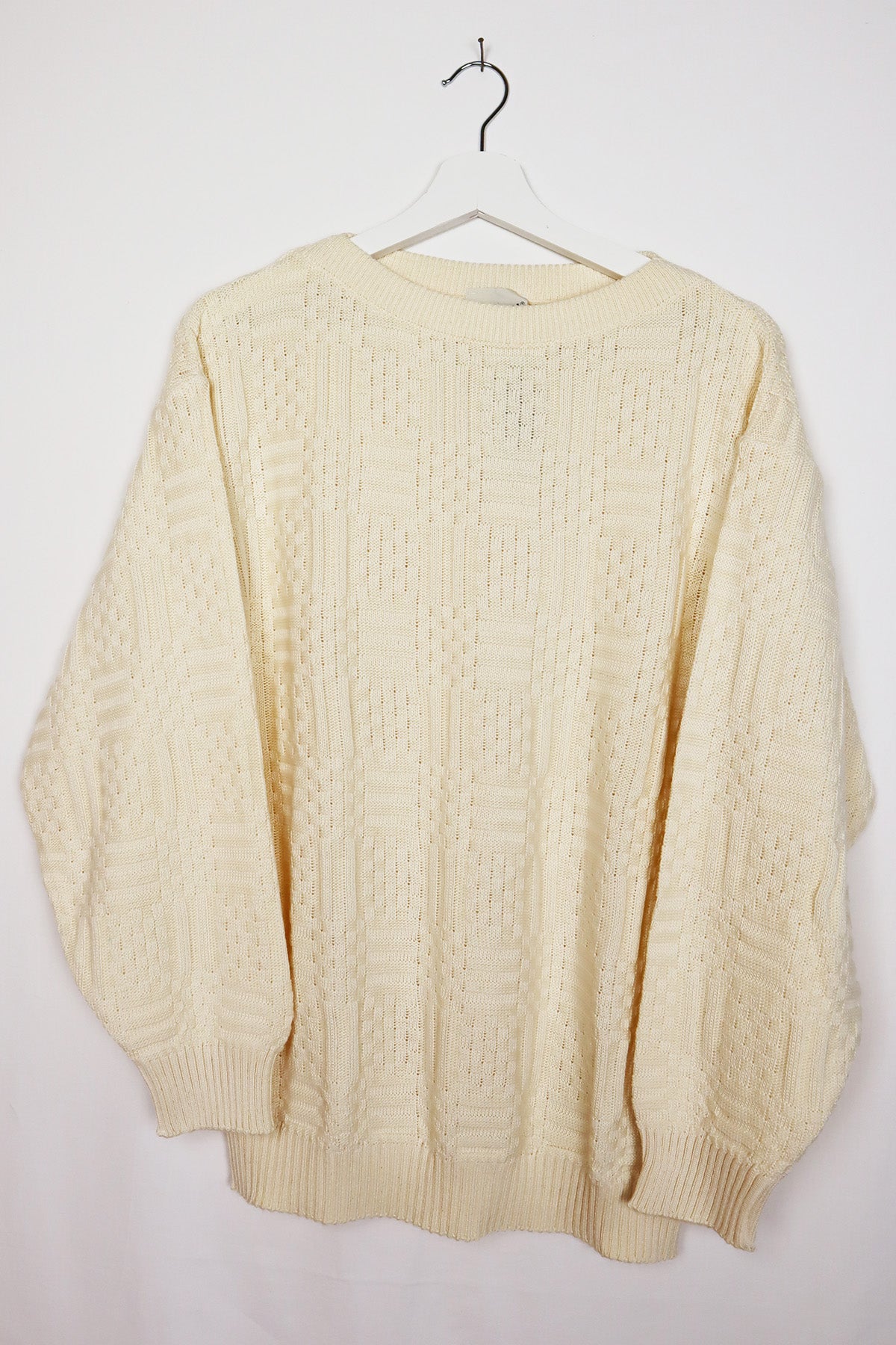 Unisex Vintage Pullover Natur-Weiß ( Gr.M )