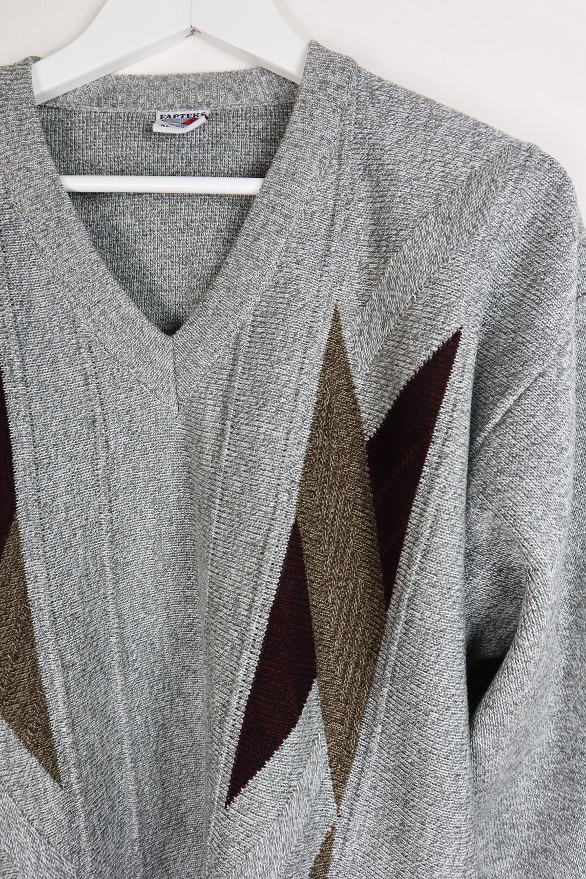 Pullover Vintage Grau V-Ausschnitt ( Gr.L/XL )