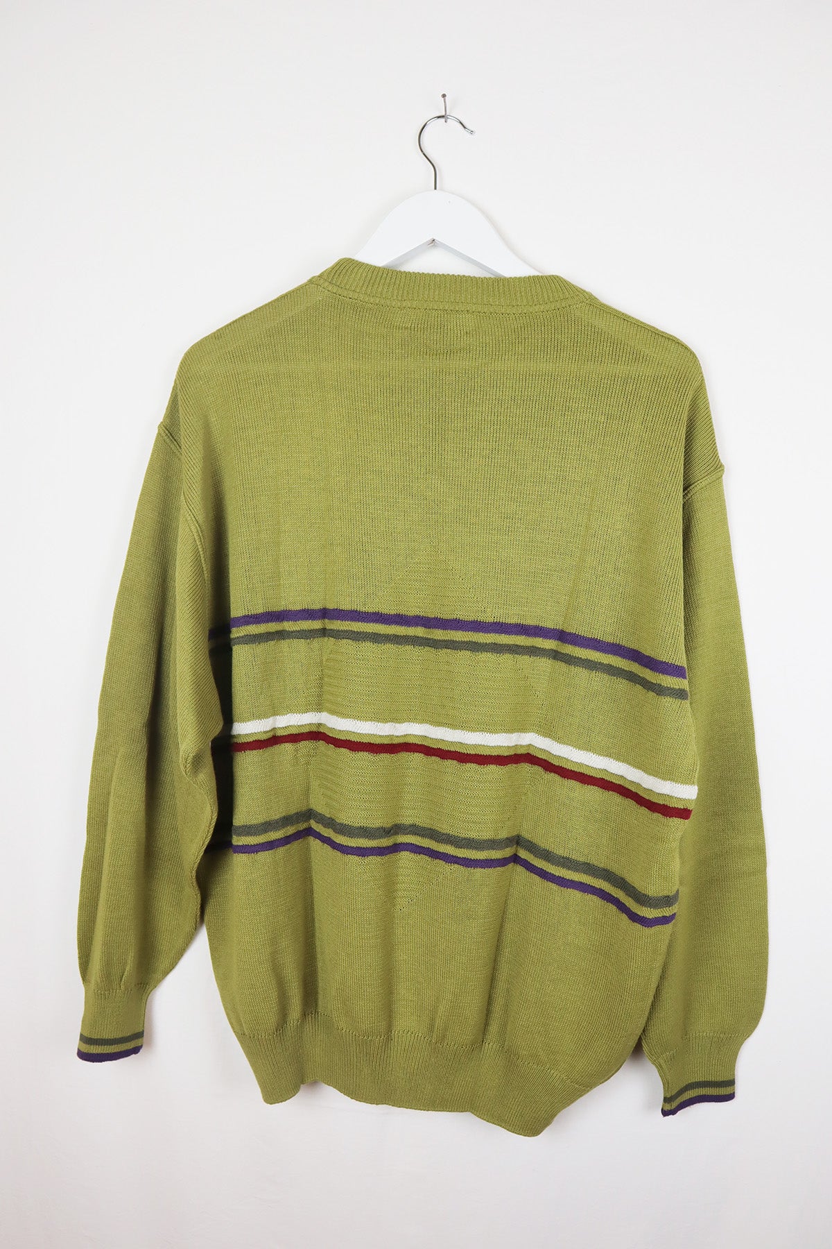 Unisex Pullover Vintage Kiwi Grün Streifen ( Gr. M/L )