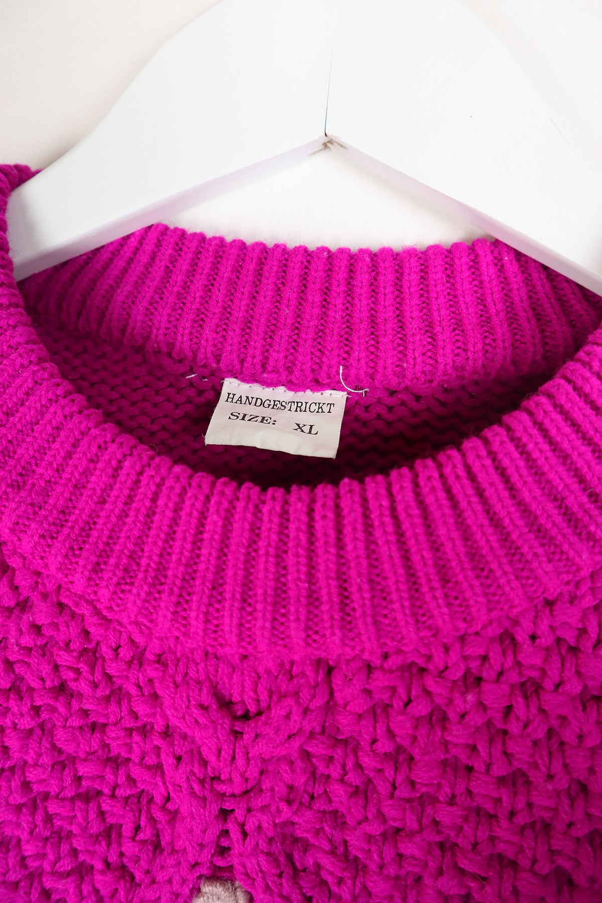 Pullover Vintage Neon-Pink Blumen ( Gr. M-XL )