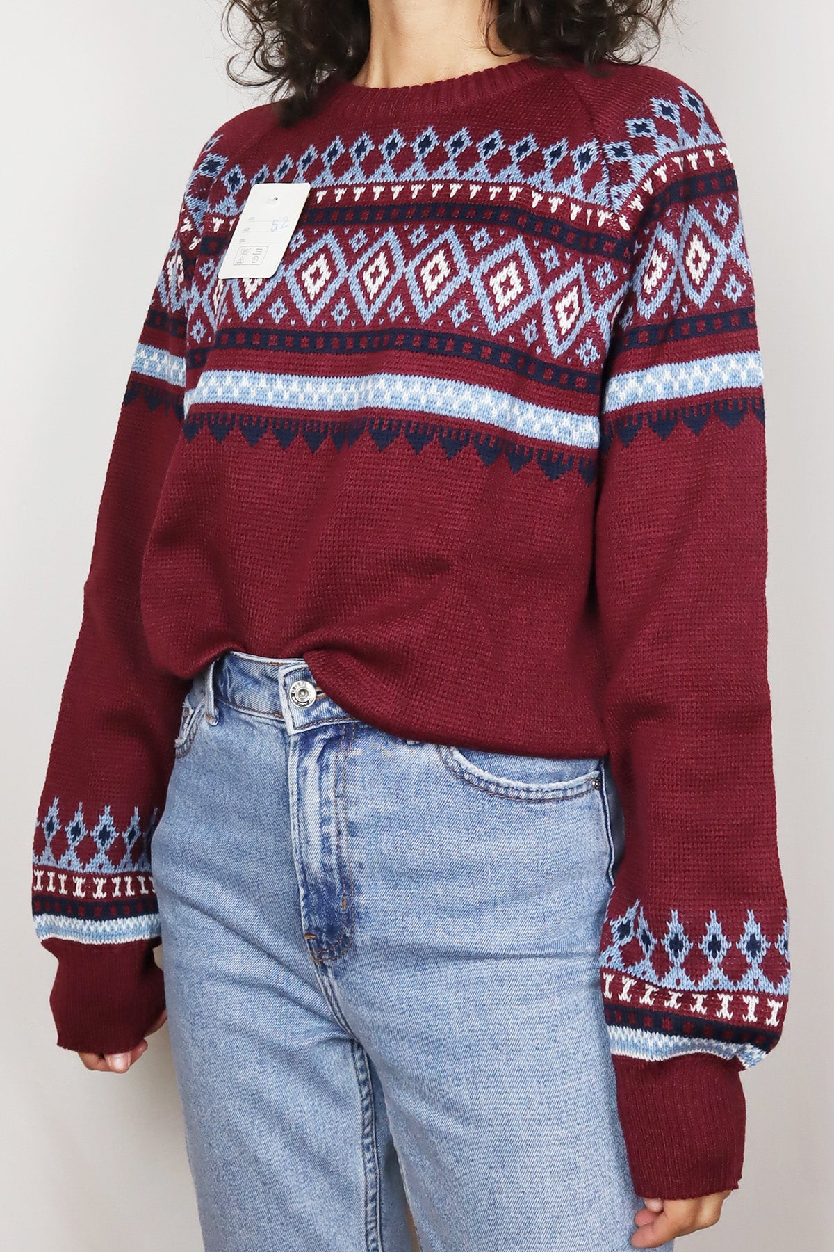 Vintage Pullover Norweger Style Dunkelrot ( Gr. M )