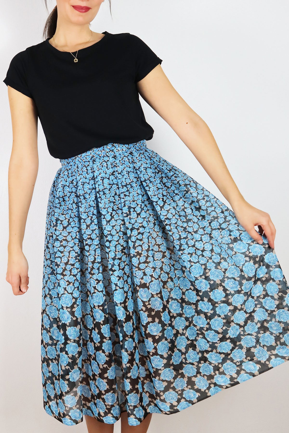Handmade Transparent Vintage Midi-Skirt