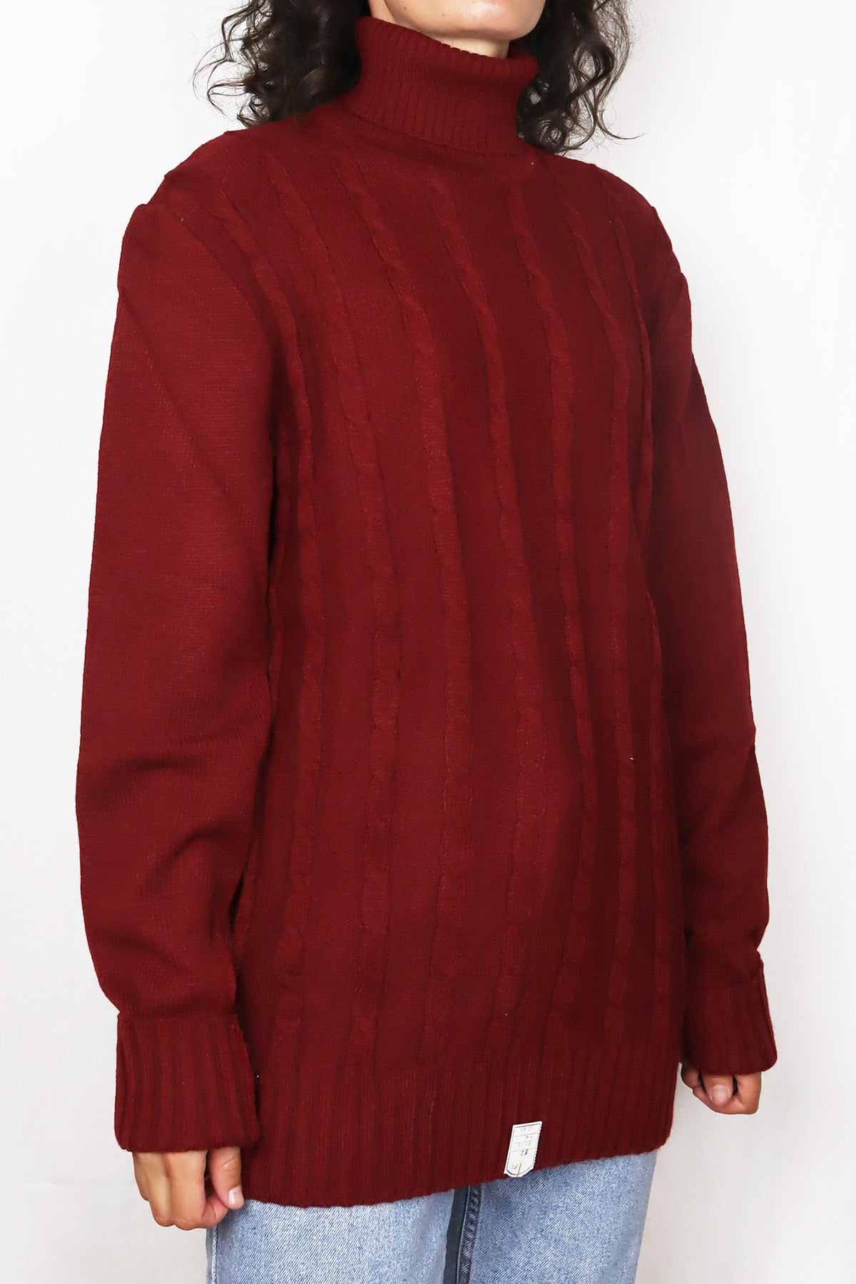 Vintage Pullover Basic Rollkragen Rot ( Gr. M )