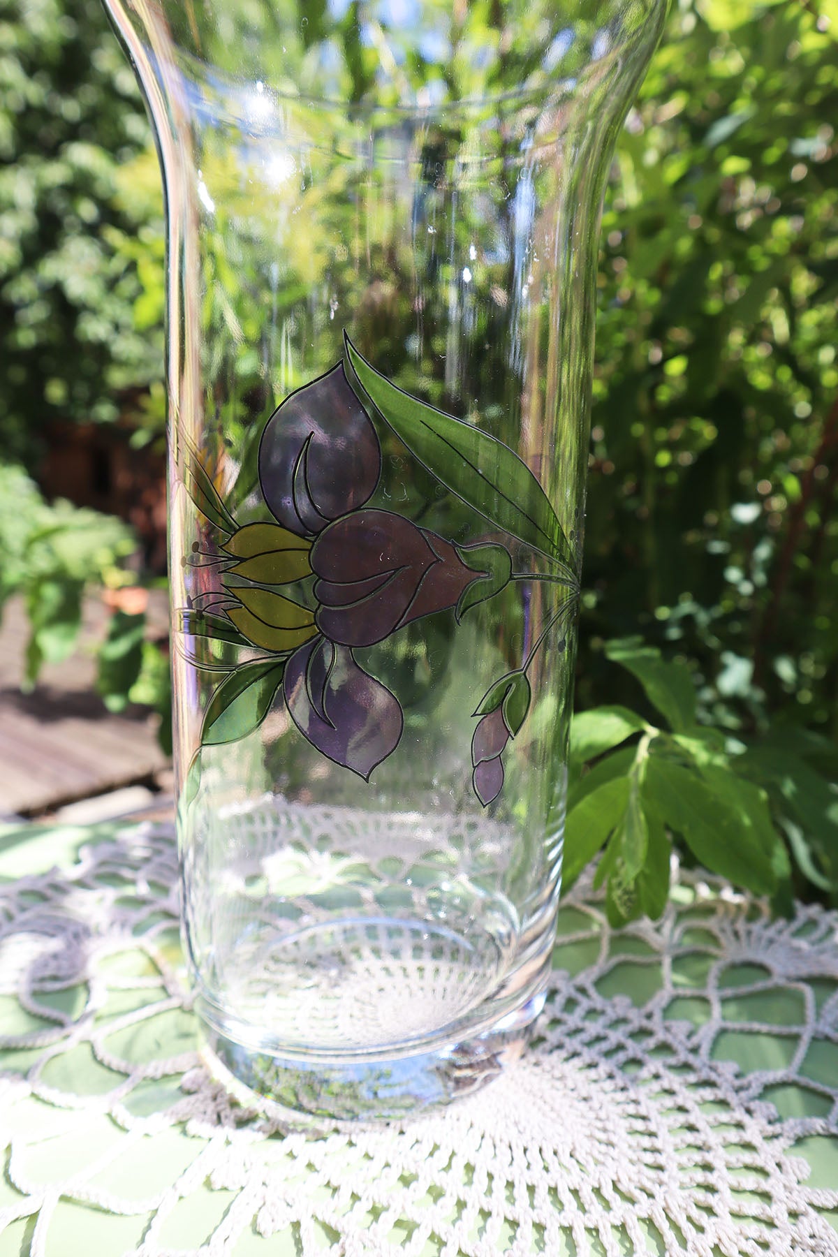 Vintage Glas-Vase Blumen